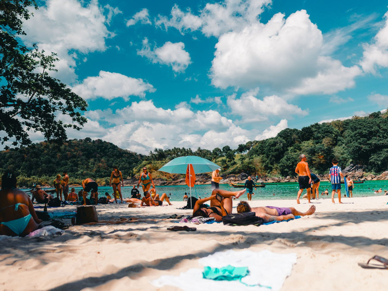 Phuket beach with holidaymakers